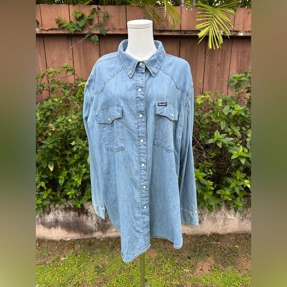 Wrangler Women's Rodeo Poster Light Denim Long Sleeve Size XXL - Picture 14 of 14